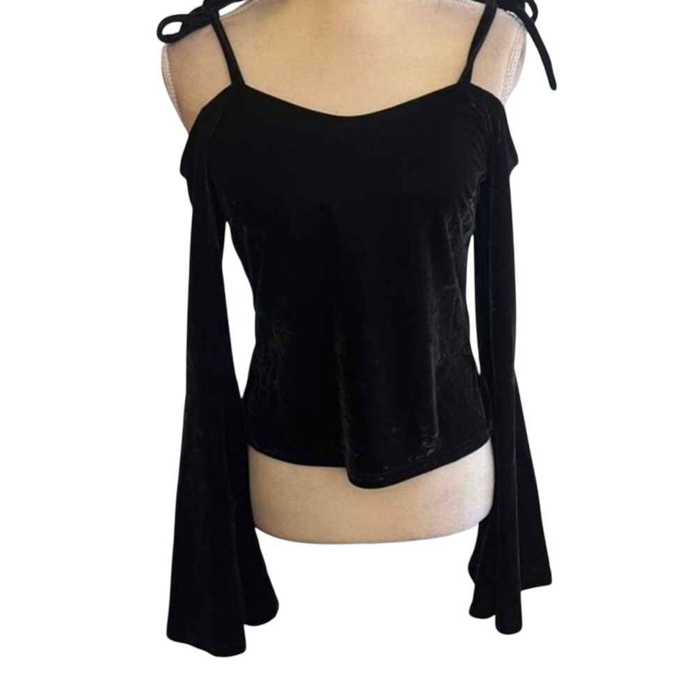 Killstar mortisia top black velvet off shoulder whimsygoth dark femenine